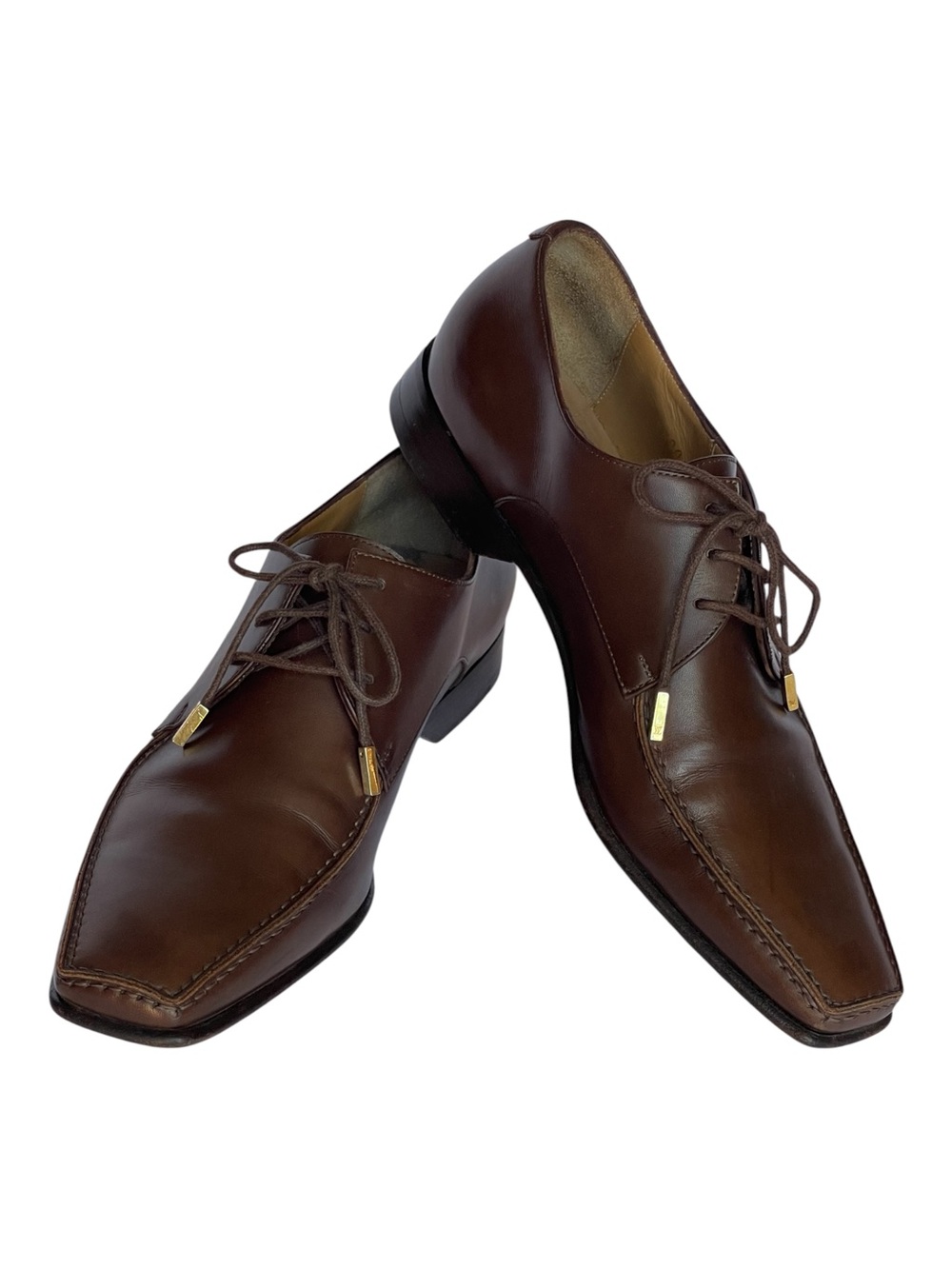 LOUIS VUITTON MENS BROWN CALFSKIN SQUARE TOE DERBY SHOES SZ 40 = 7 US MED